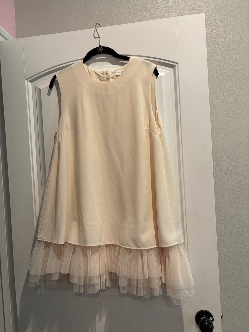 Mable Cream Tulle Hem Sleeveless Dress